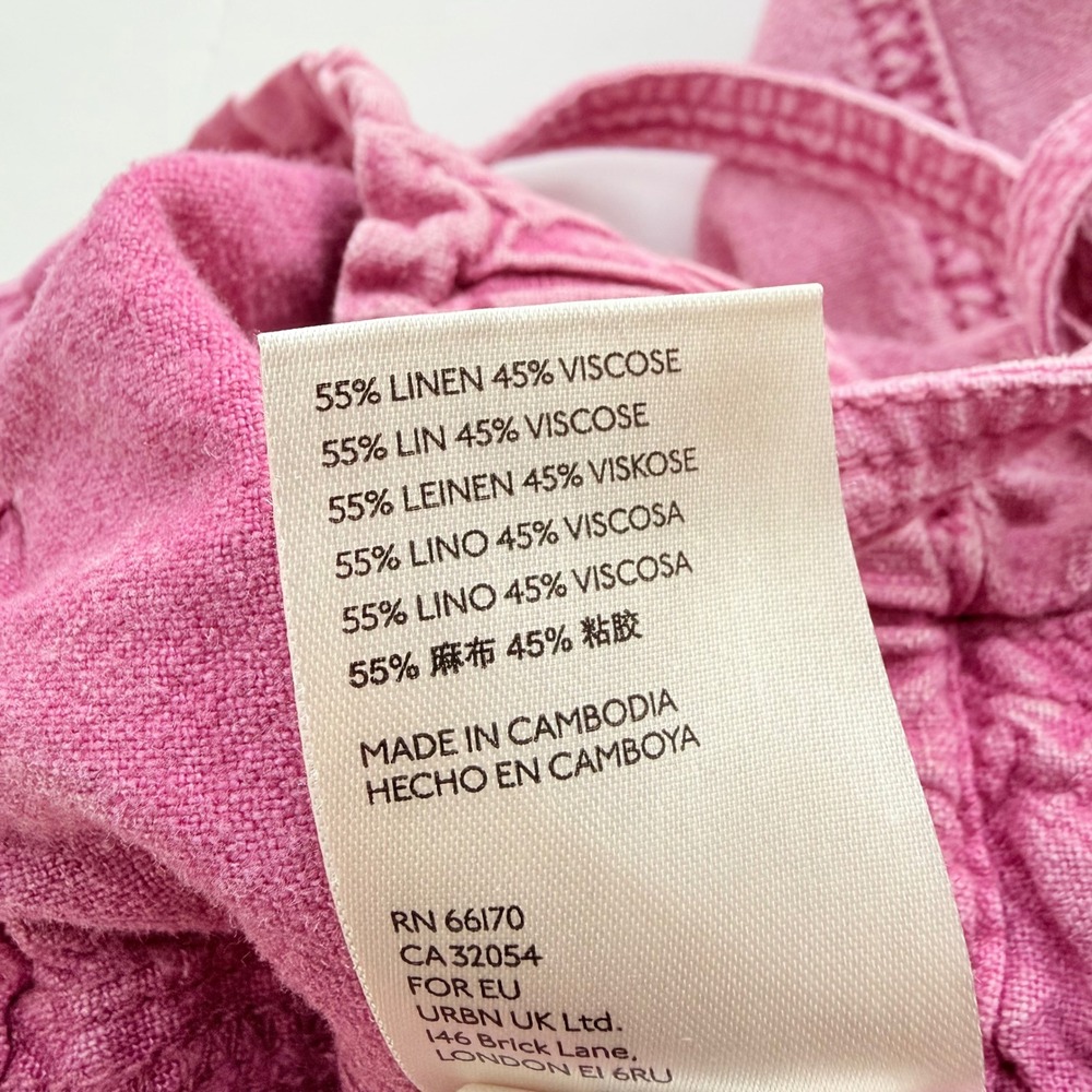 Anthropologie Linen Blend Paperbag Joggers XS Petite Pink Relaxed Boho Lagenlook - Picture 9 of 12